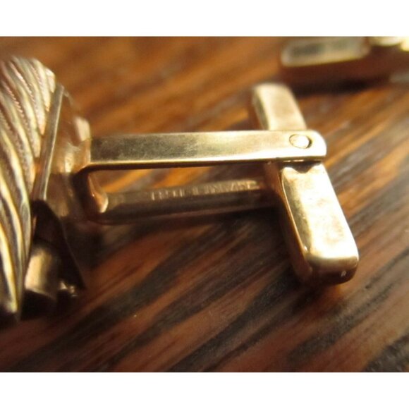 1950's Vintage Gold Tone Textured Cufflinks Mens Accessories Retro Style Jewelry - Picture 4 of 5